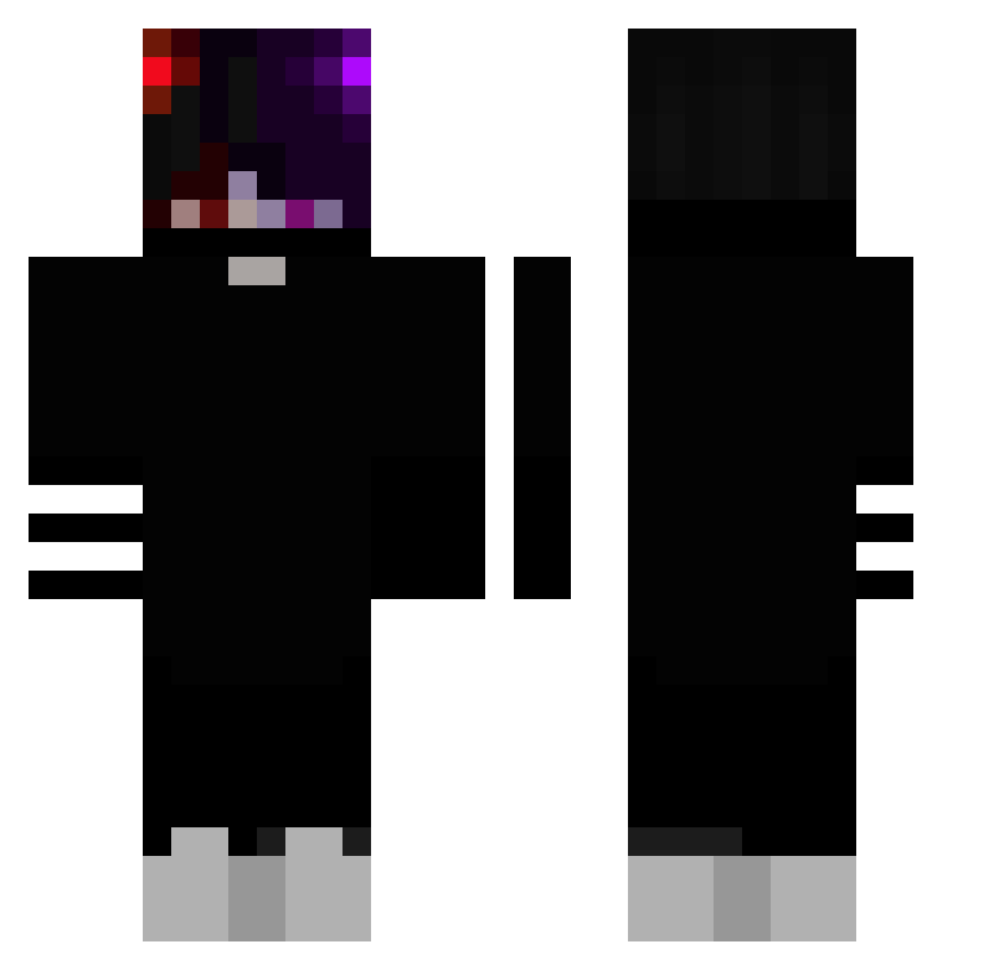xLucao7 Minecraft skin, front and back view