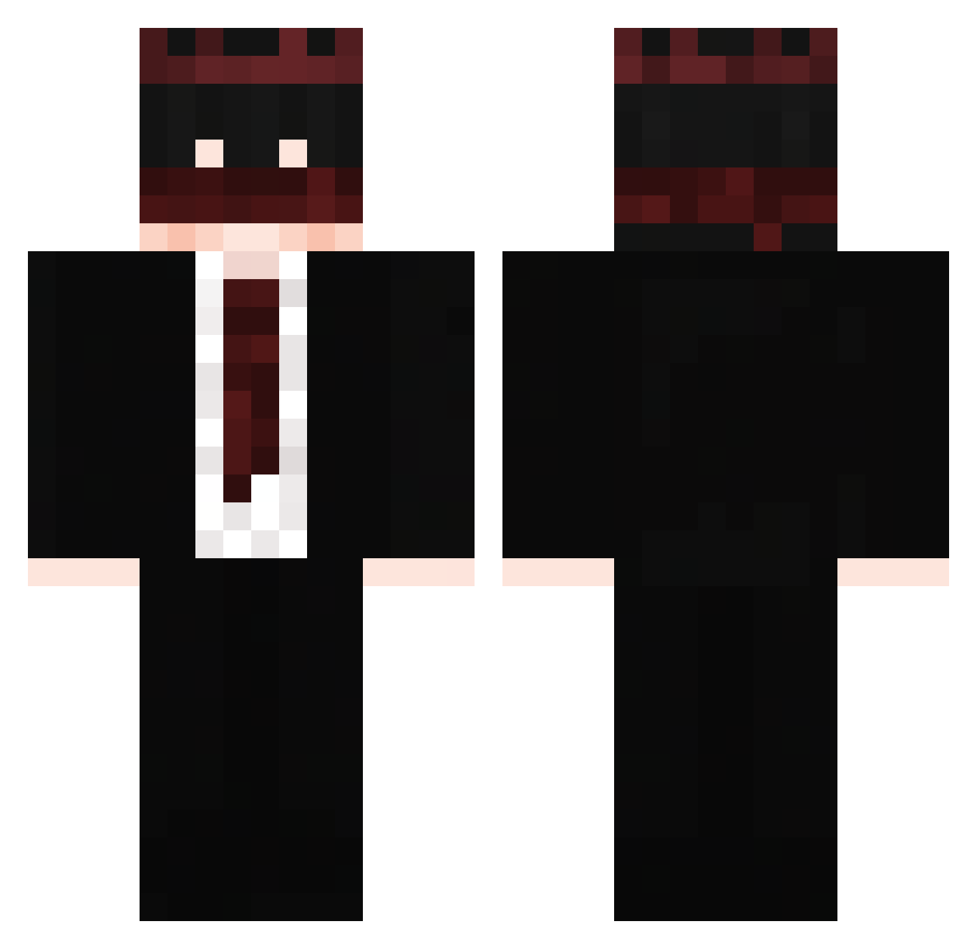Yvexy Minecraft skin, front and back view
