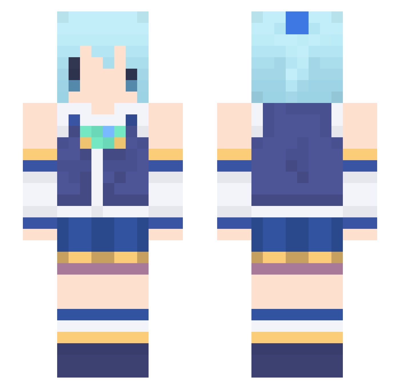 rasuko Minecraft skin, front and back view