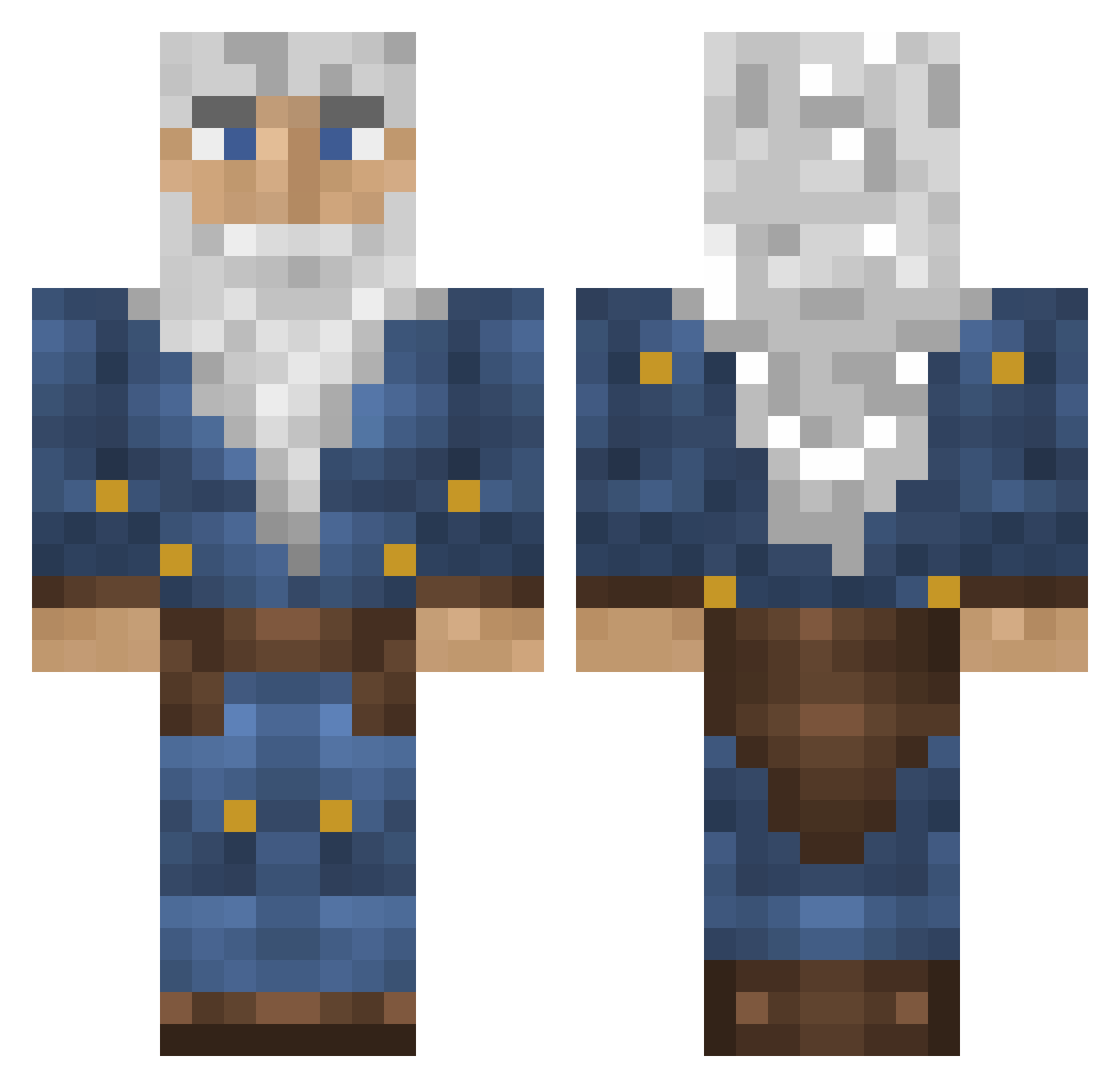 DexterG Minecraft skin, front and back view