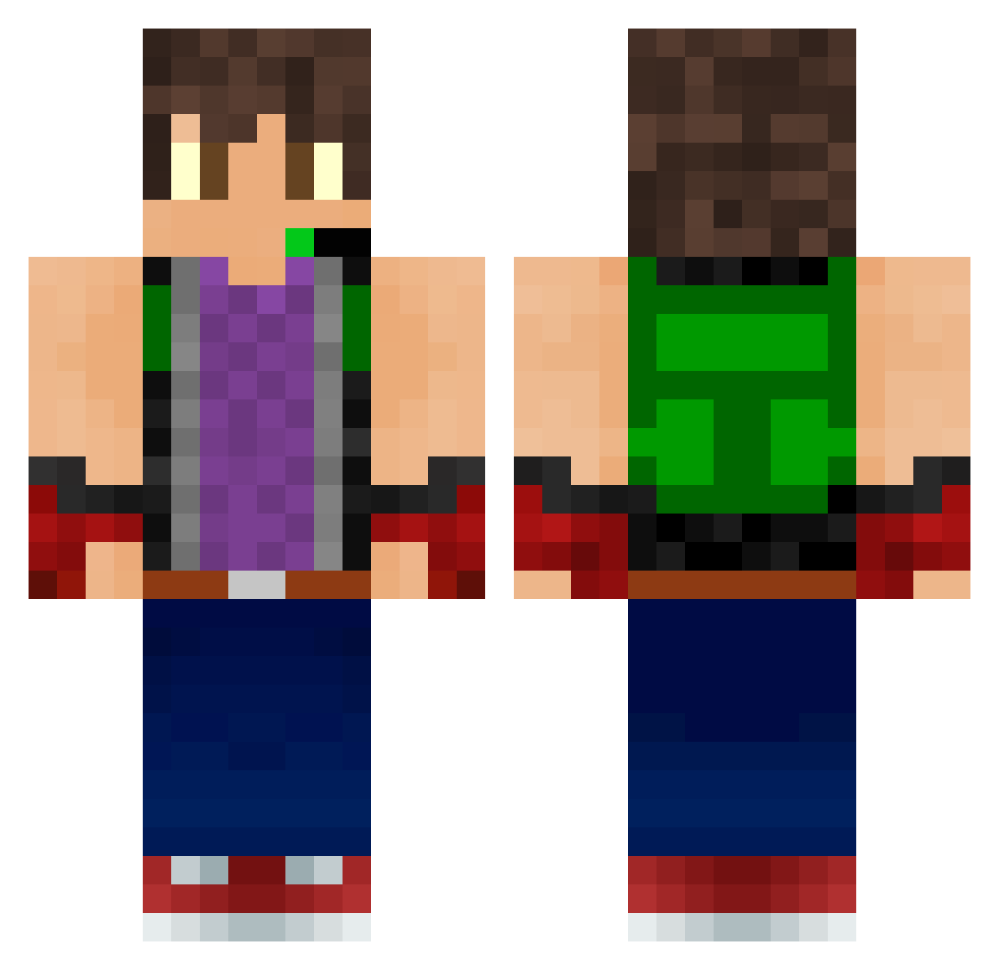 Witheredness Minecraft skin, front and back view