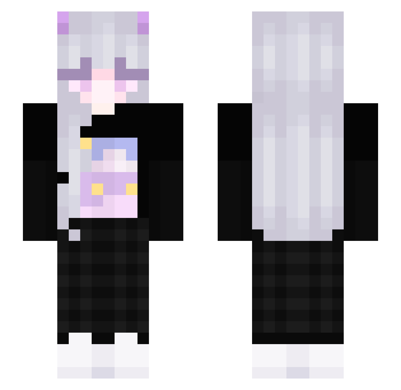 SimpInfame Minecraft skin, front and back view