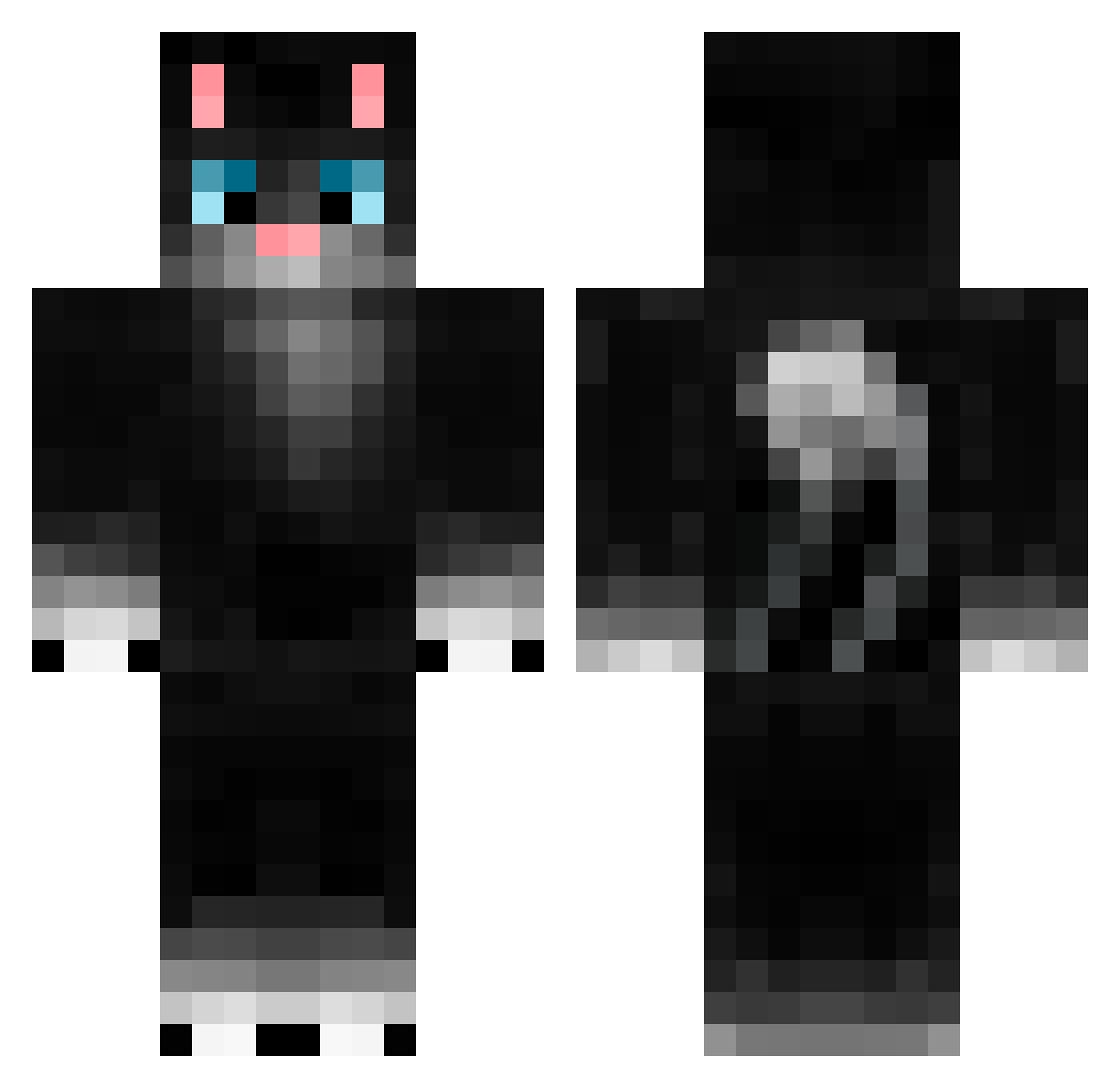 HideOnMirror Minecraft skin, front and back view