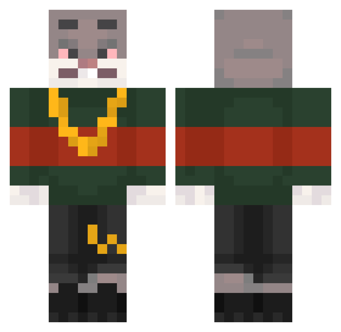 FloydianDSM Minecraft skin, front and back view