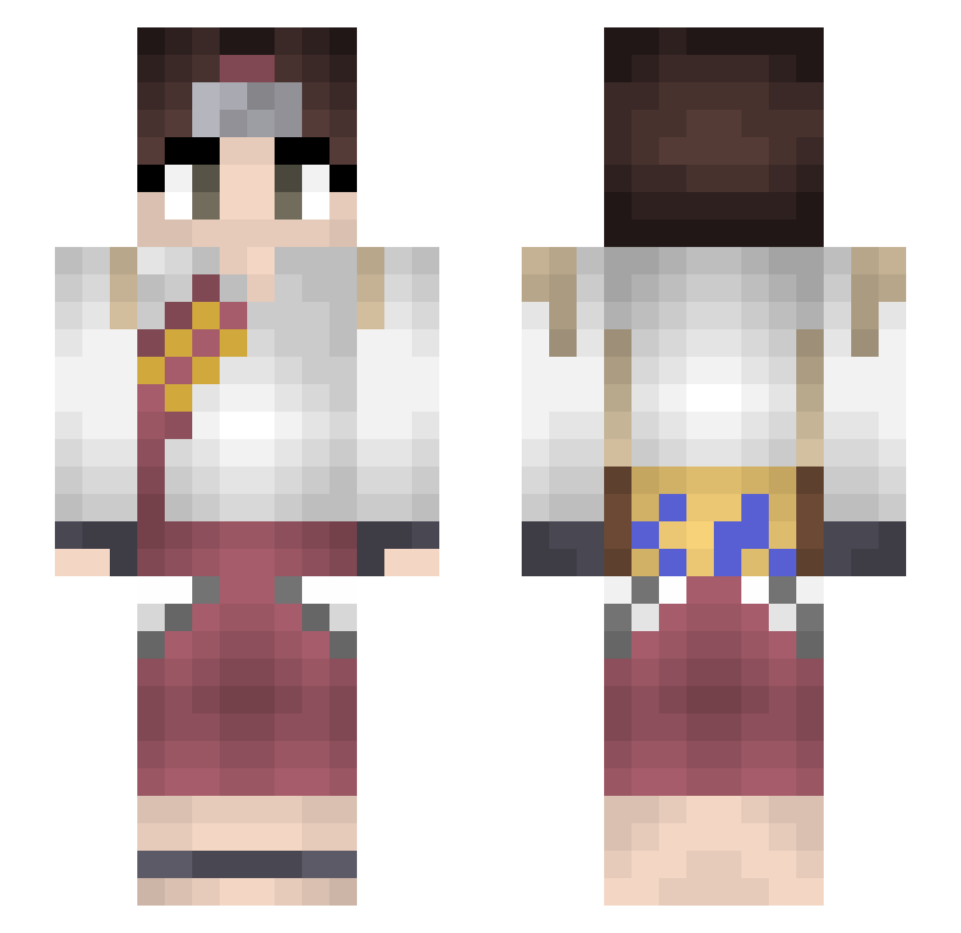 zxyu Minecraft skin, front and back view