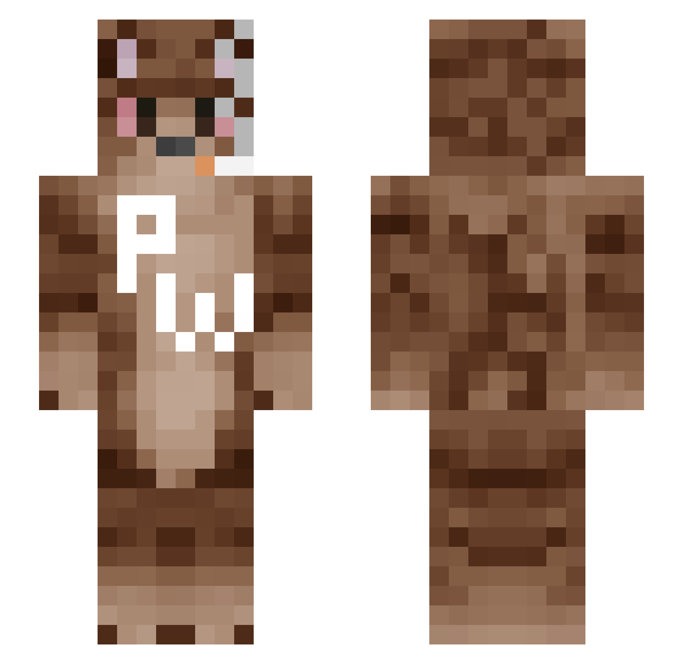 antimale Minecraft skin, front and back view