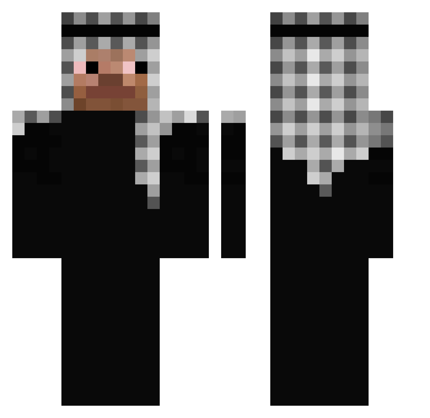 xczf Minecraft skin, front and back view