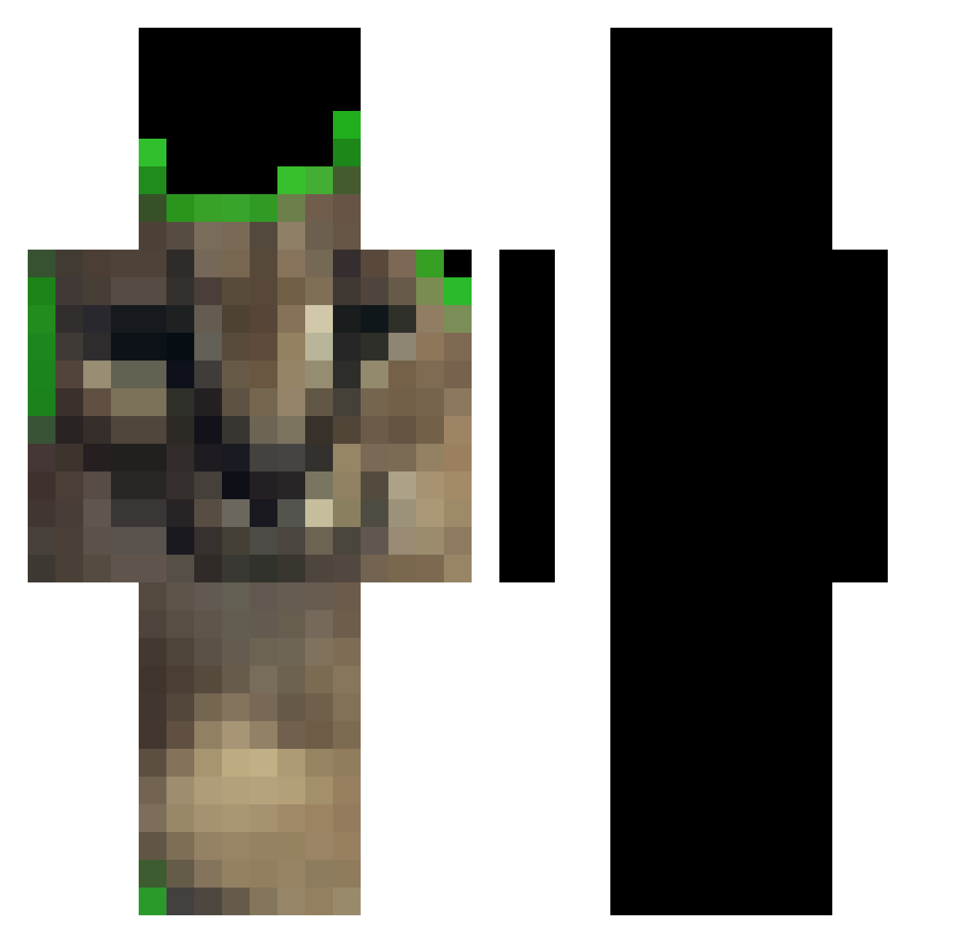 Hiccuping Minecraft skin, front and back view