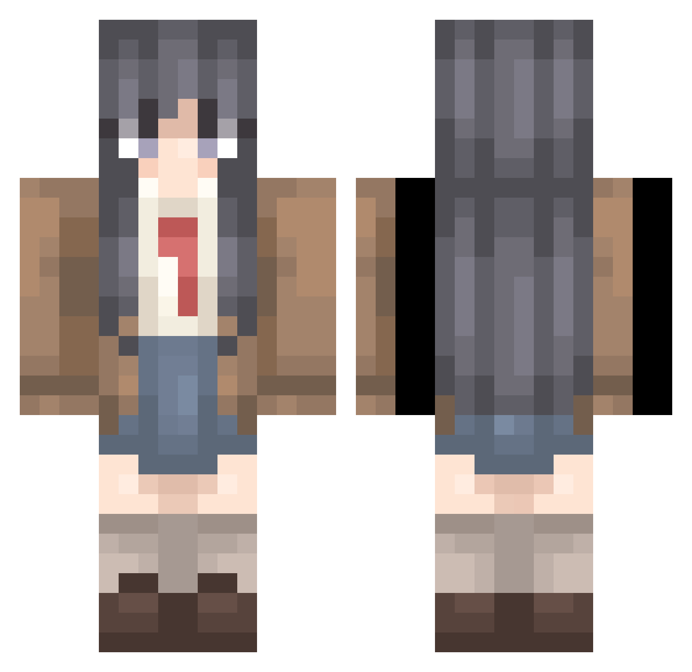 Jodbod Minecraft skin, front and back view