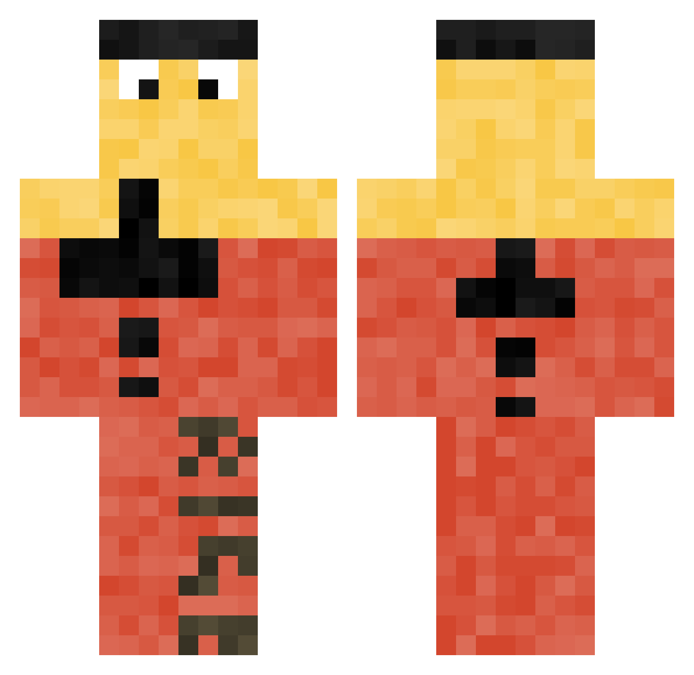 BatteryRise Minecraft skin, front and back view
