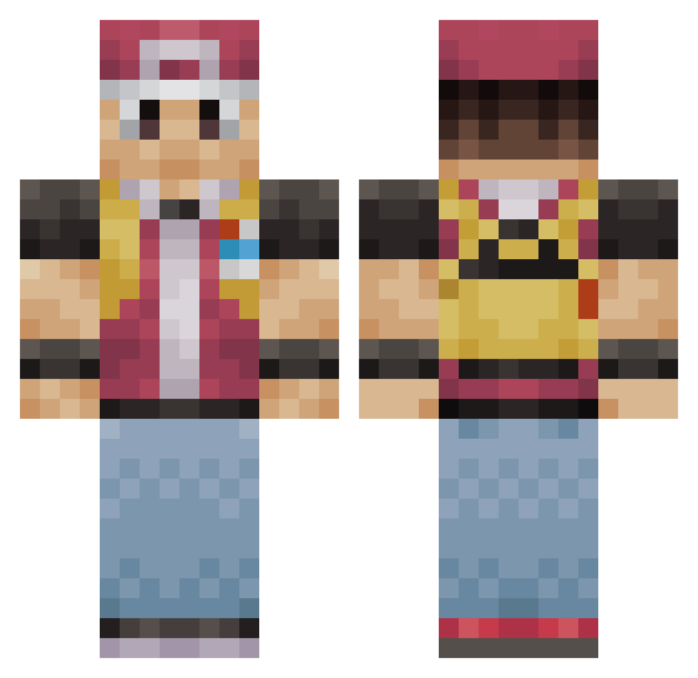 TheFunkyHobo Minecraft skin, front and back view