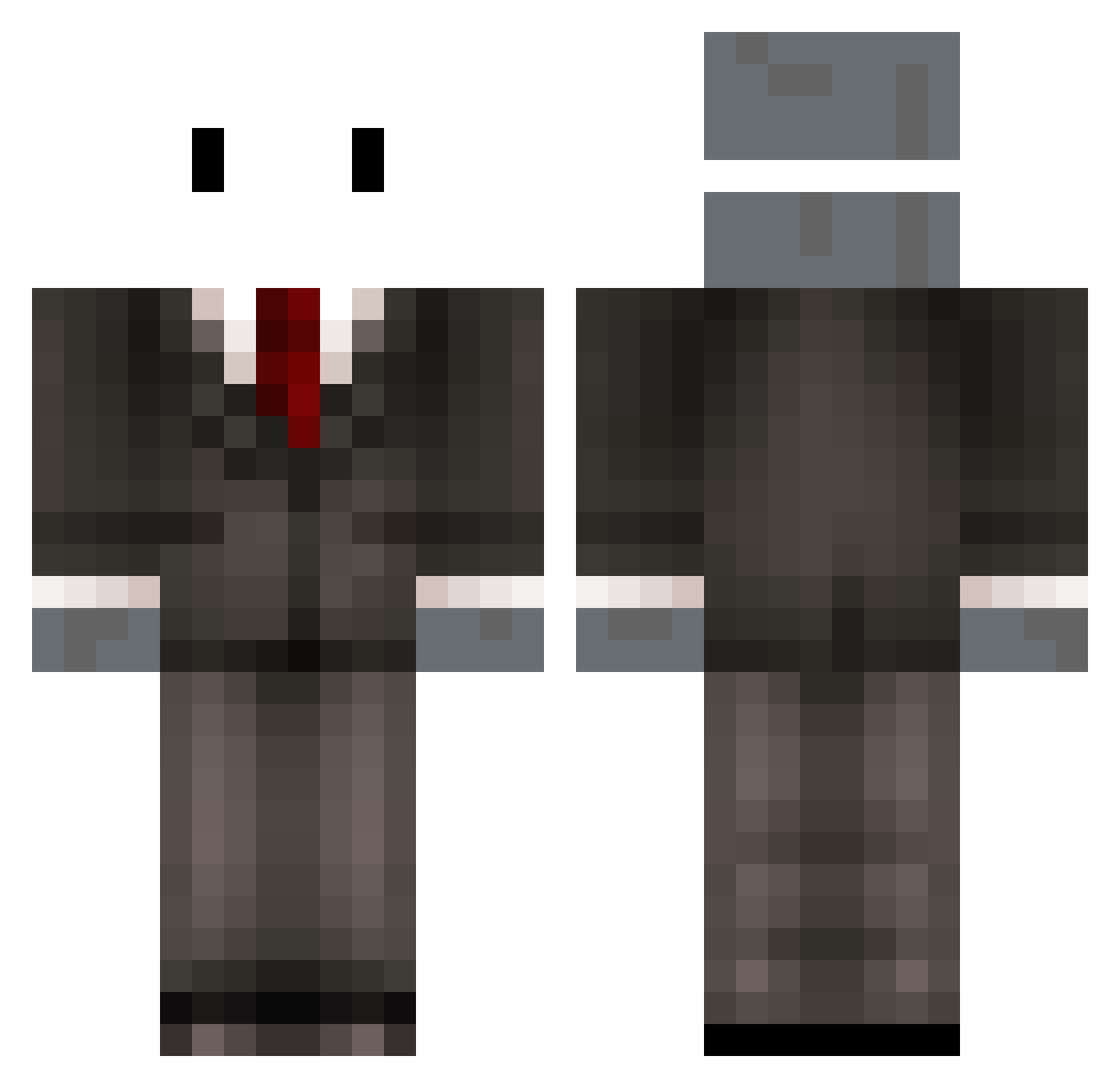 sharkship Minecraft skin, front and back view