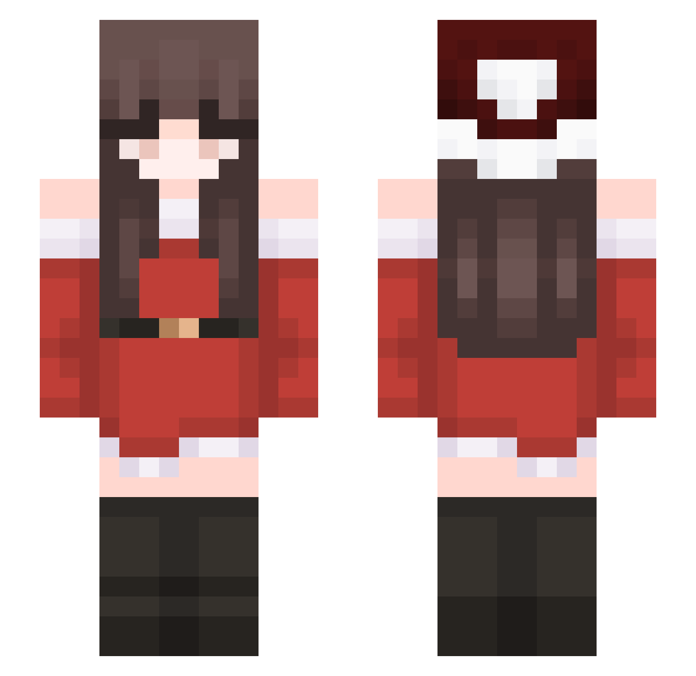 Gl3xxe Minecraft skin, front and back view