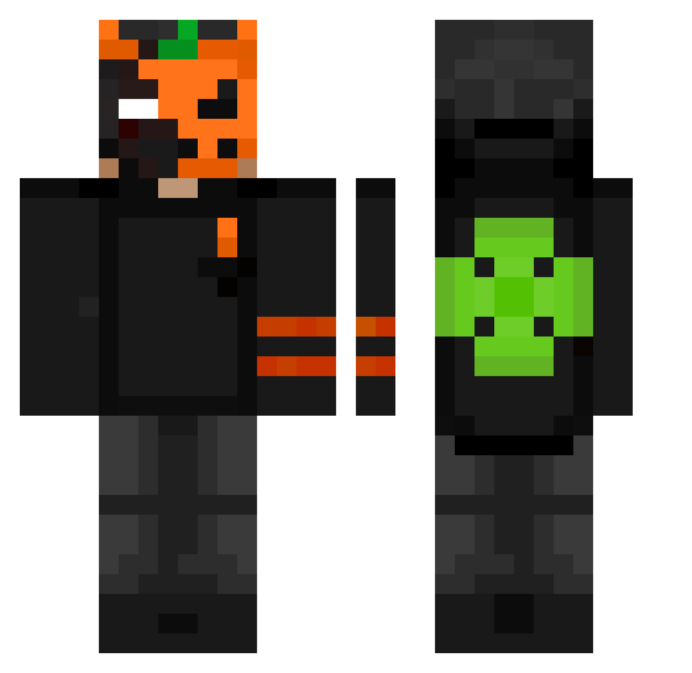 roblex19 Minecraft skin, front and back view