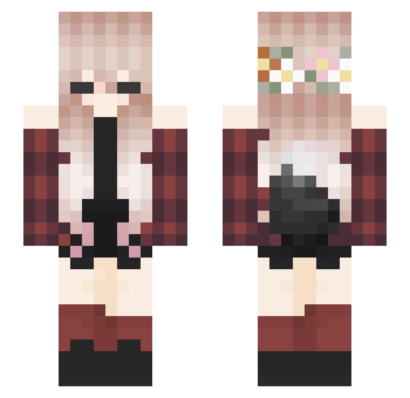 xxjustlxcy Minecraft skin, front and back view