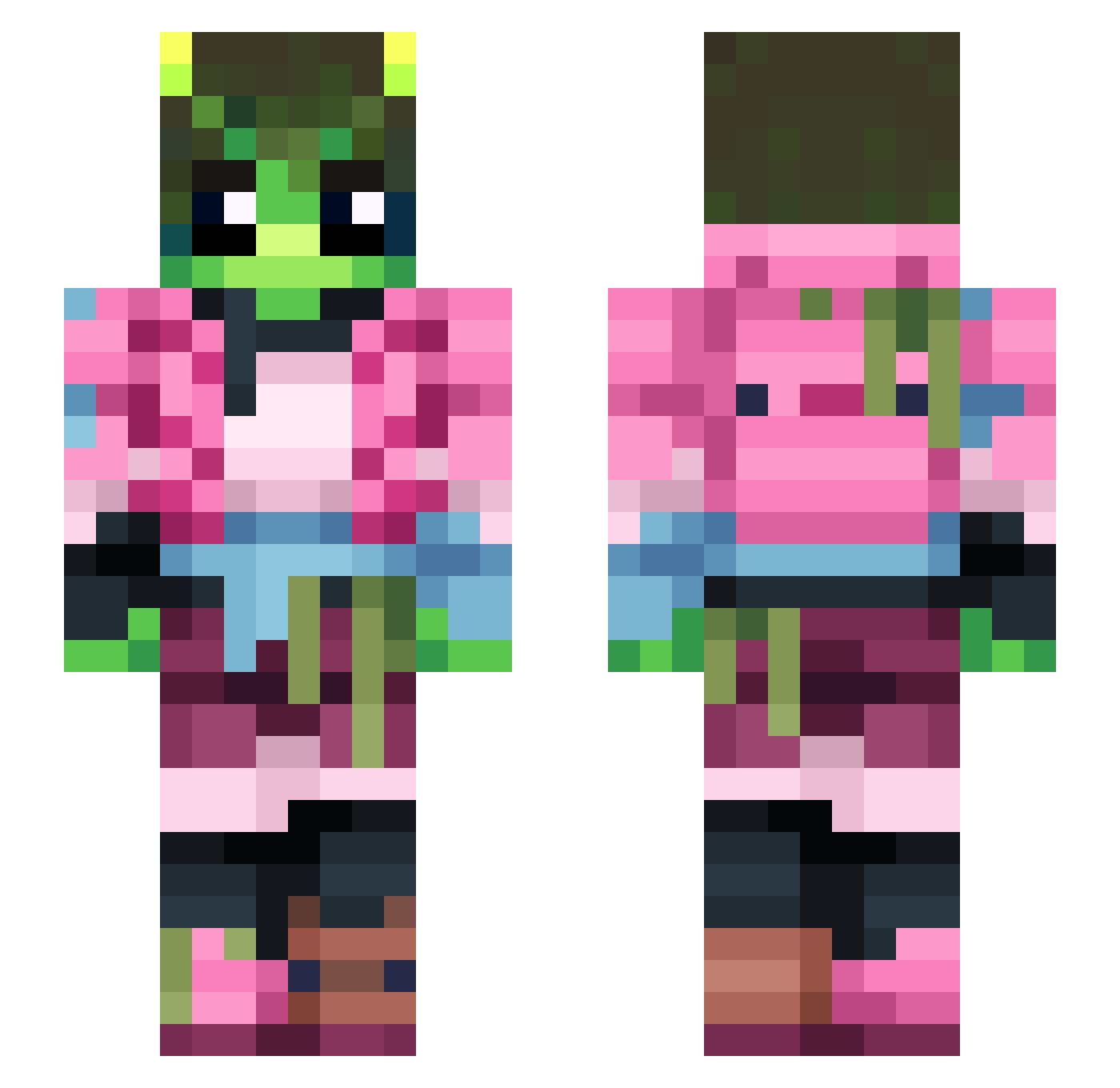 LushDVD Minecraft skin, front and back view