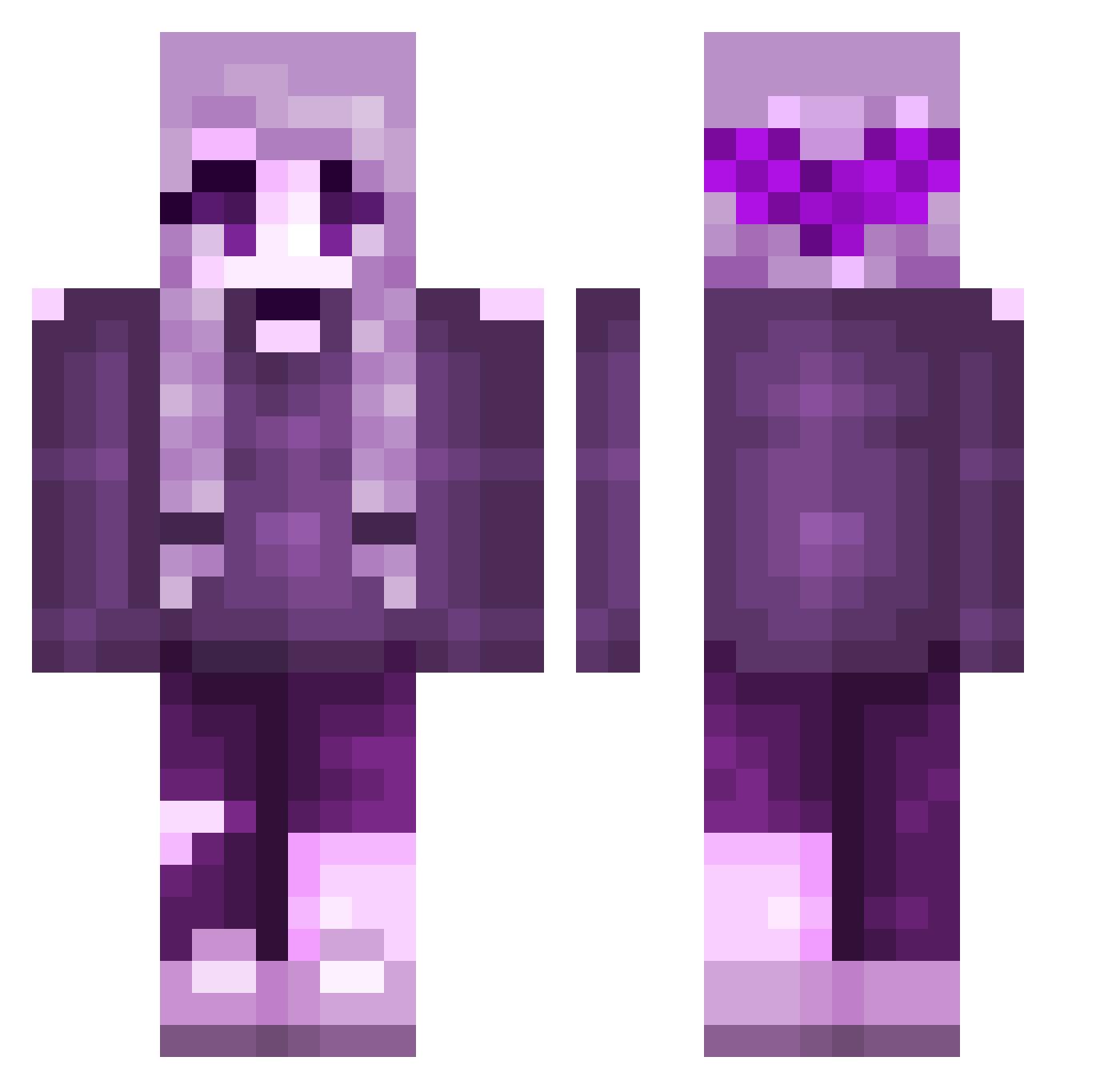 xJehq Minecraft skin, front and back view