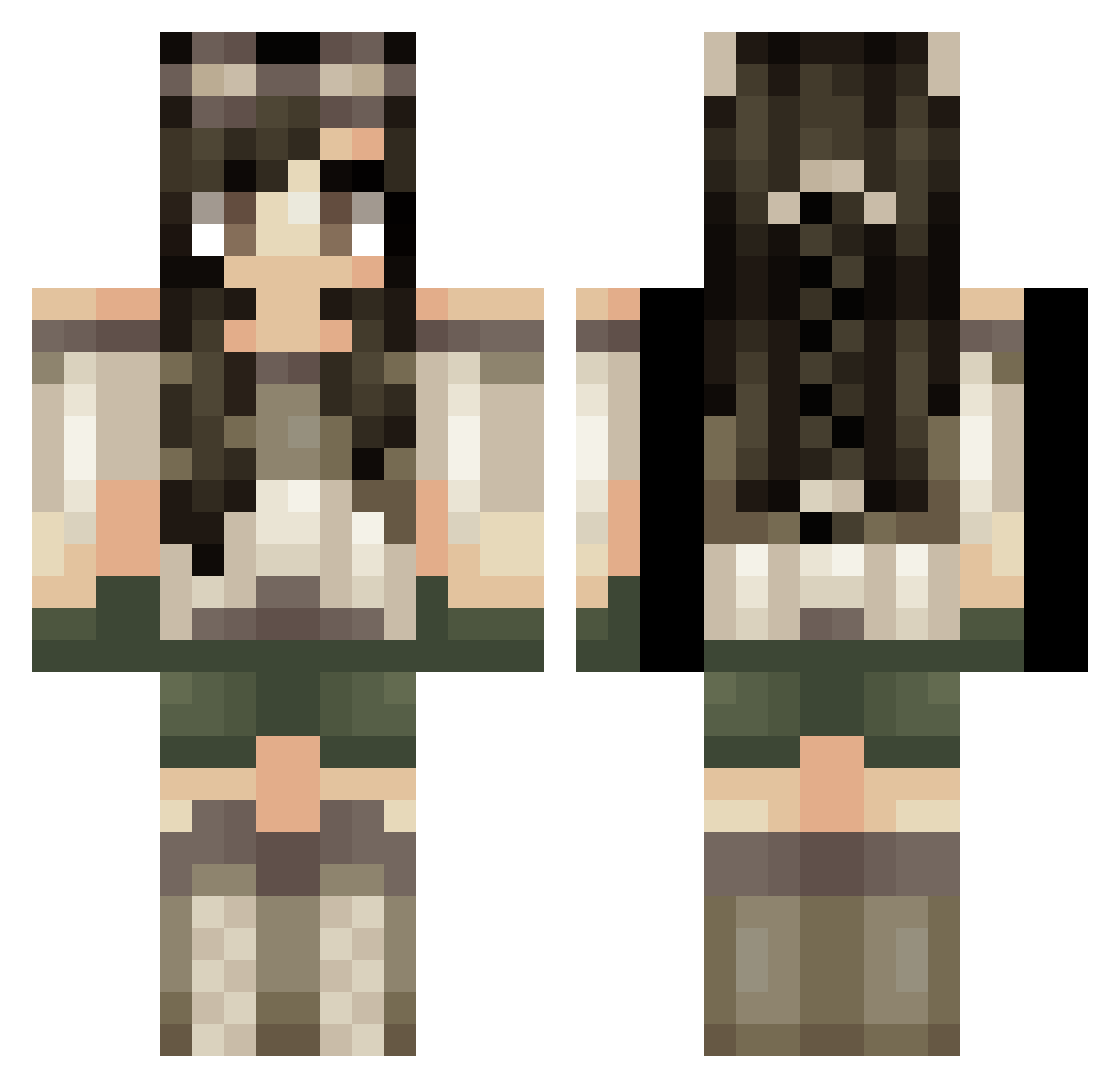 skybiee Minecraft skin, front and back view