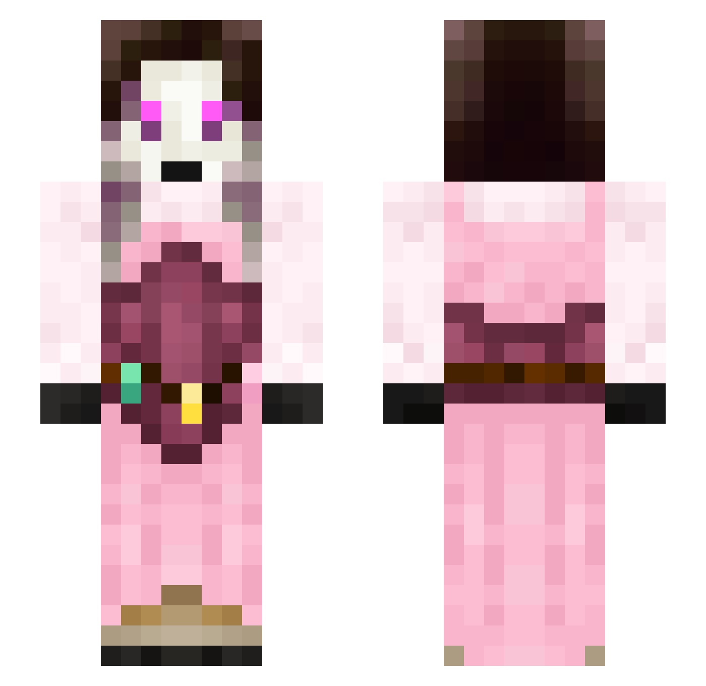spookyybird Minecraft skin, front and back view