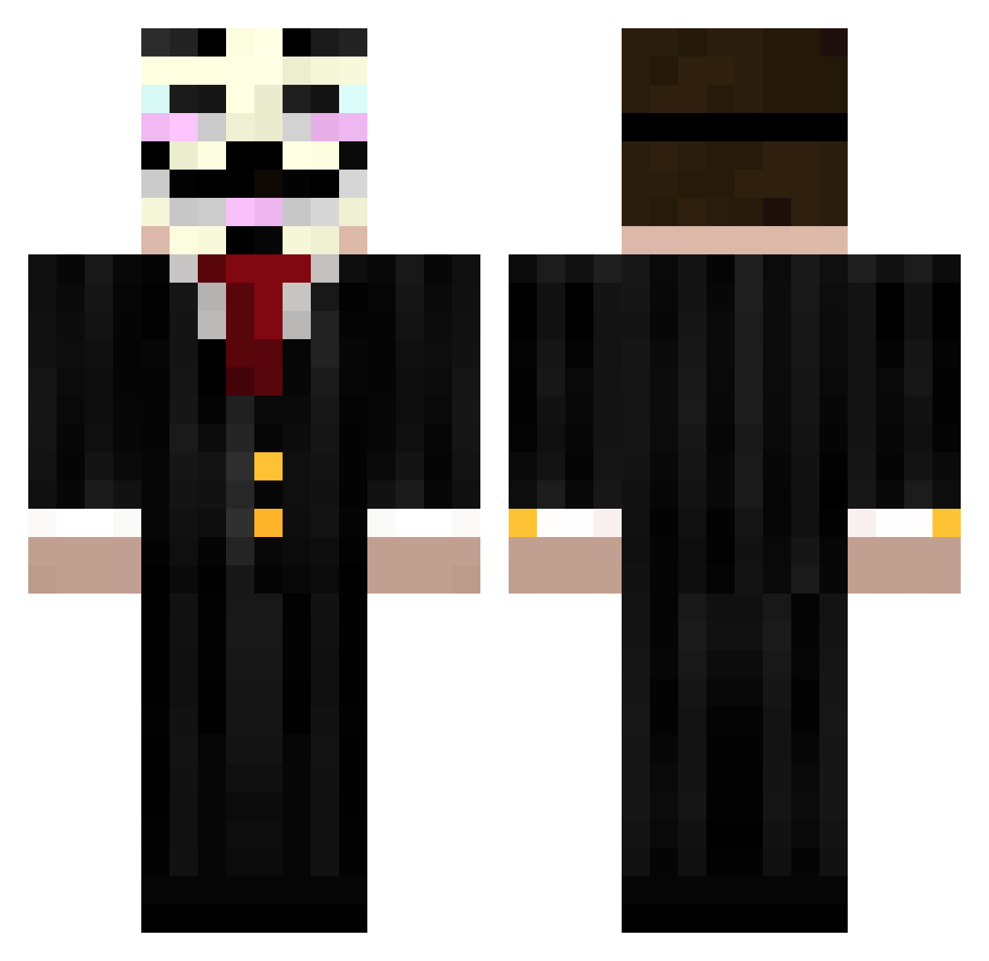 skates Minecraft skin, front and back view
