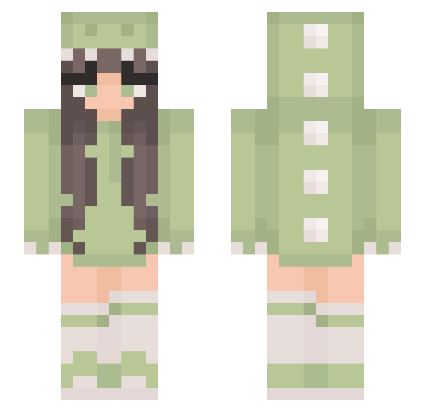 Noncsii Minecraft skin, front and back view