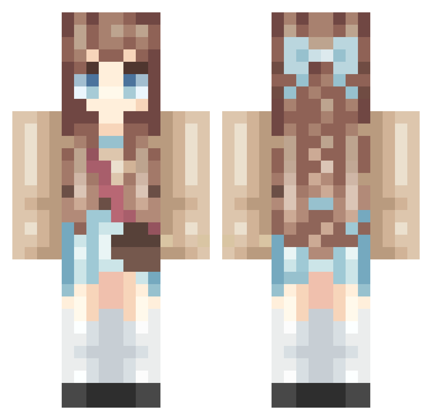 WilliamJamesMori Minecraft skin, front and back view