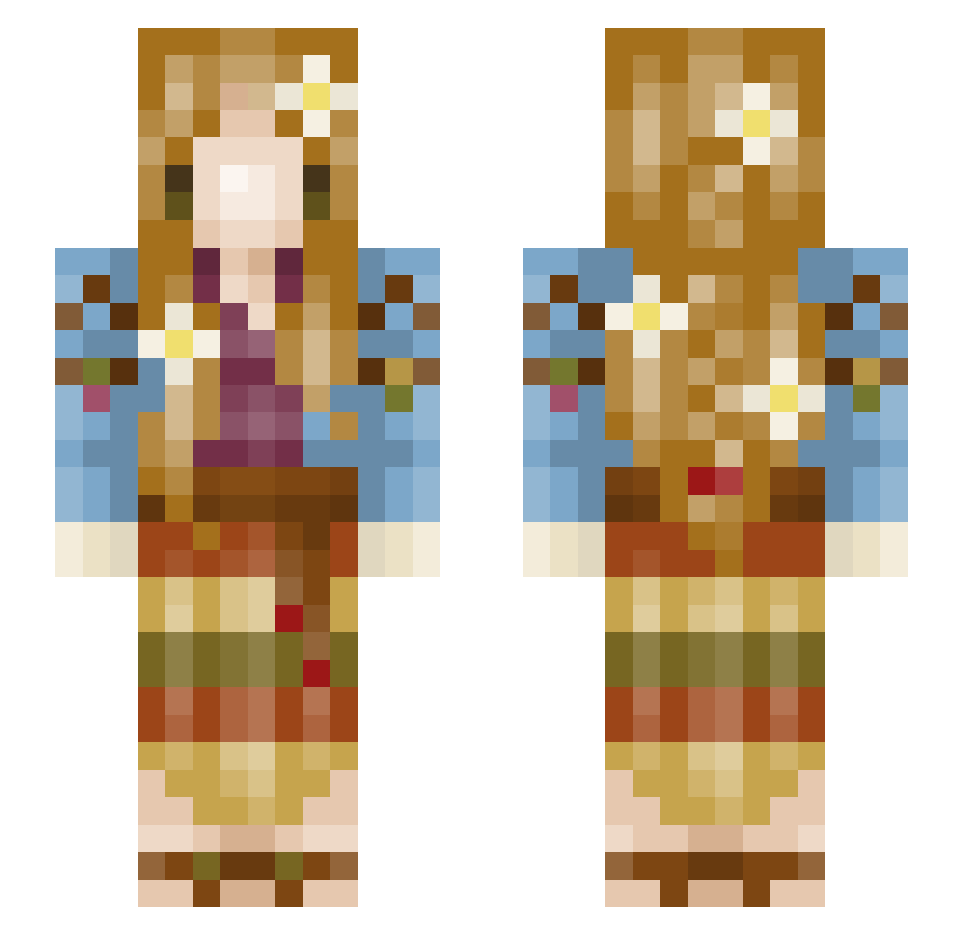 Rightless Minecraft skin, front and back view