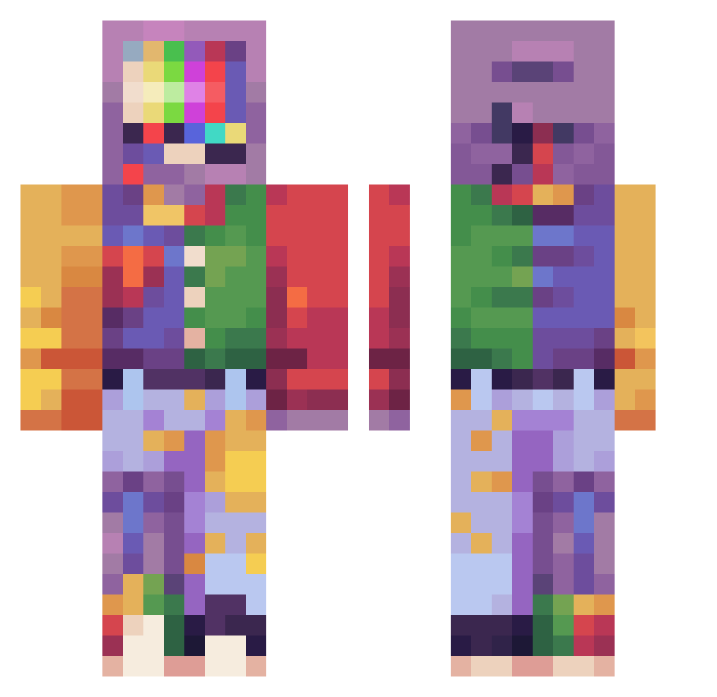weaponless Minecraft skin, front and back view