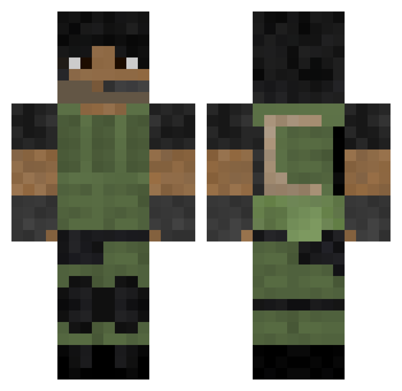 wormy_squirmy Minecraft skin, front and back view