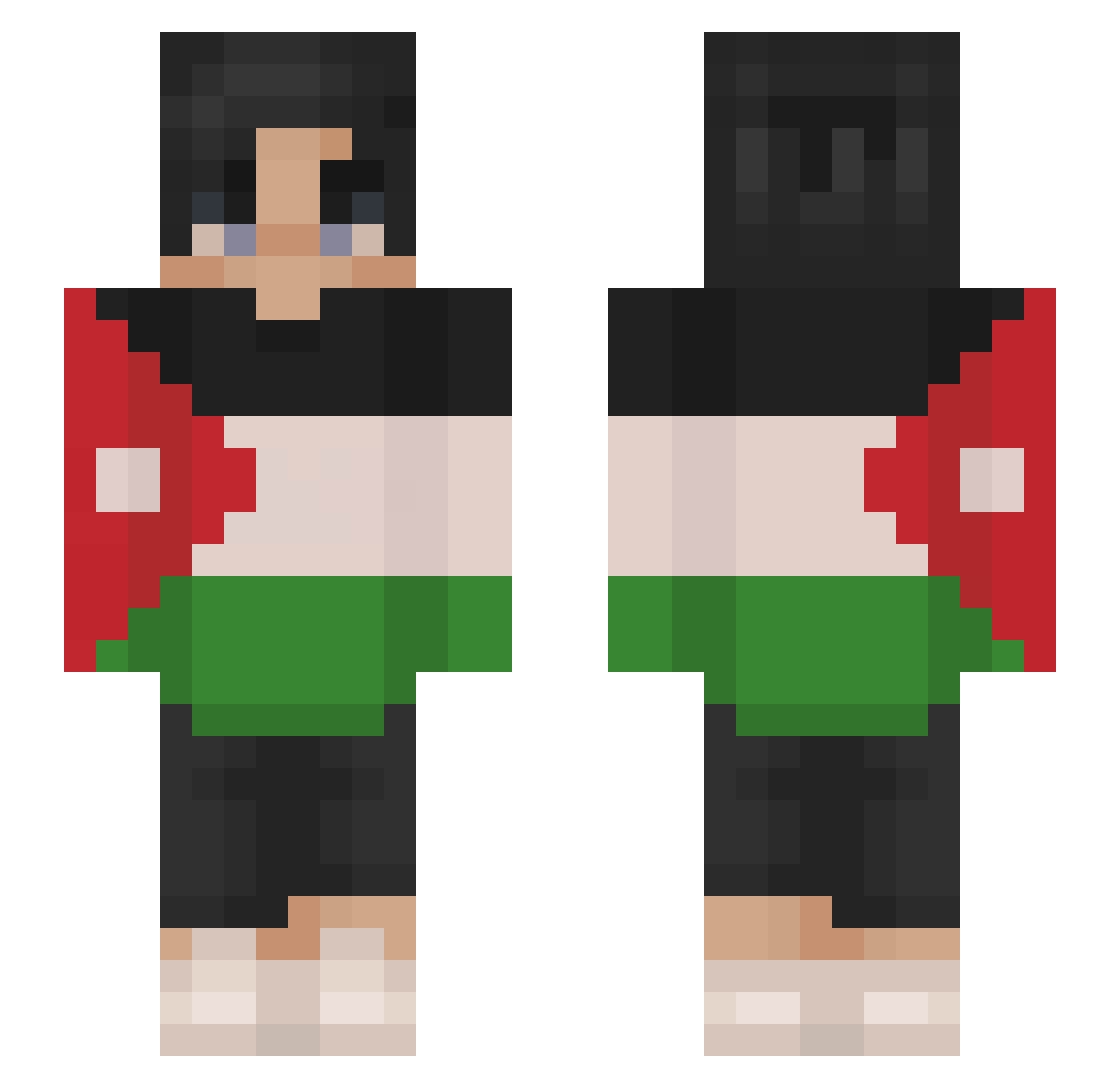 rzxv Minecraft skin, front and back view