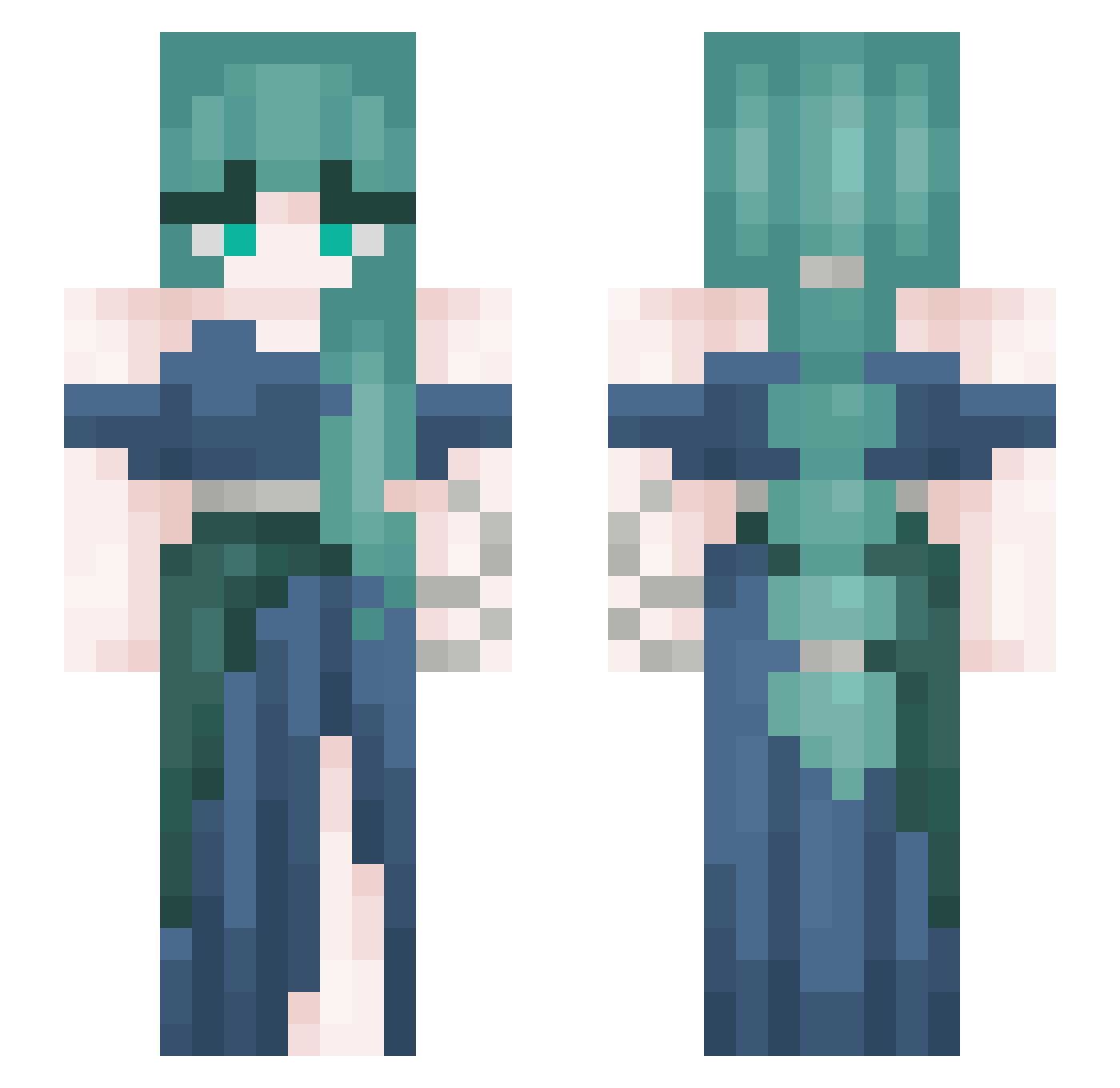EldrichLoveCrAft Minecraft skin, front and back view