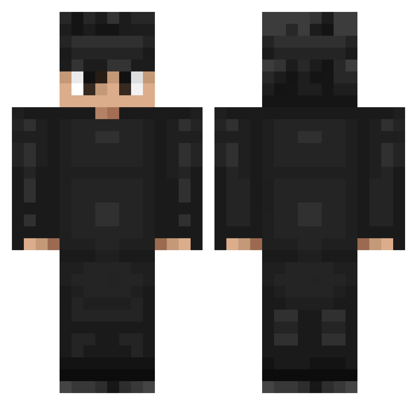 snopez Minecraft skin, front and back view
