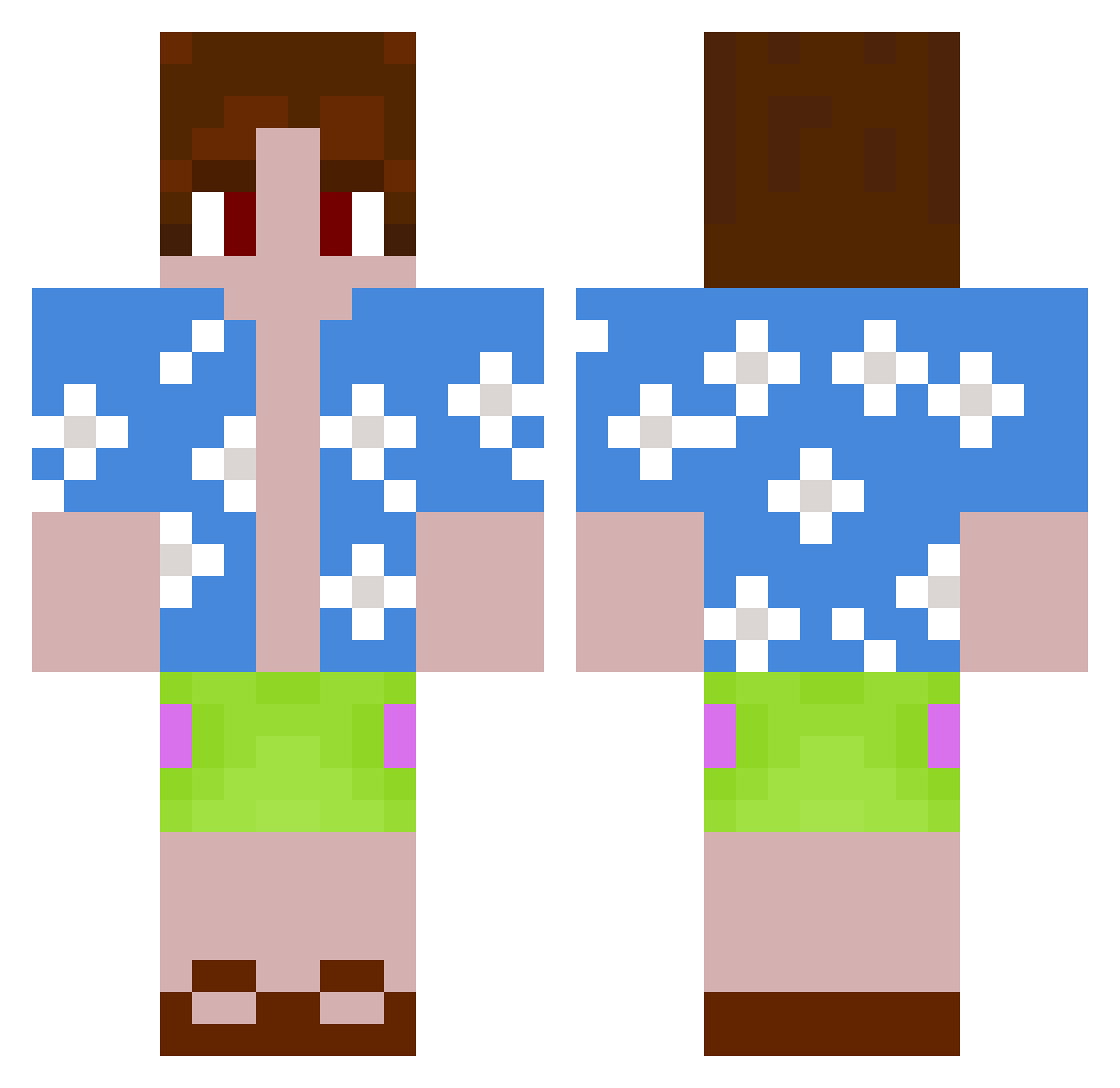Mylkalolay Minecraft skin, front and back view