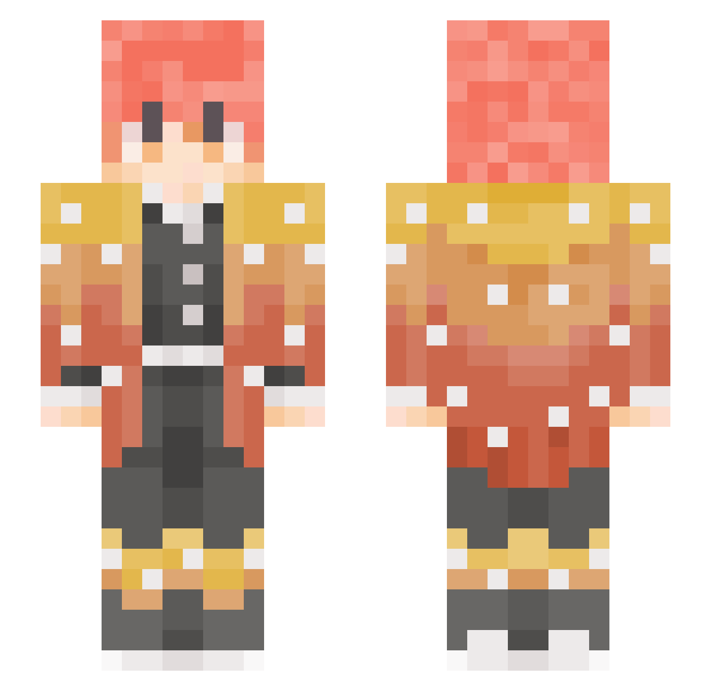 GamerV345 Minecraft skin, front and back view