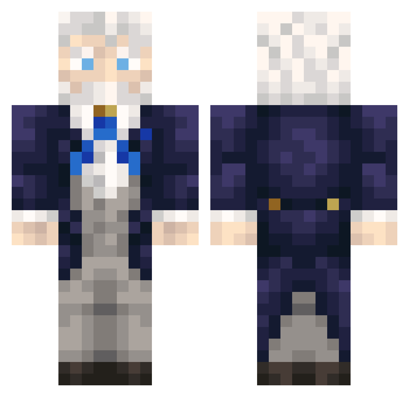 Trivictorman Minecraft skin, front and back view