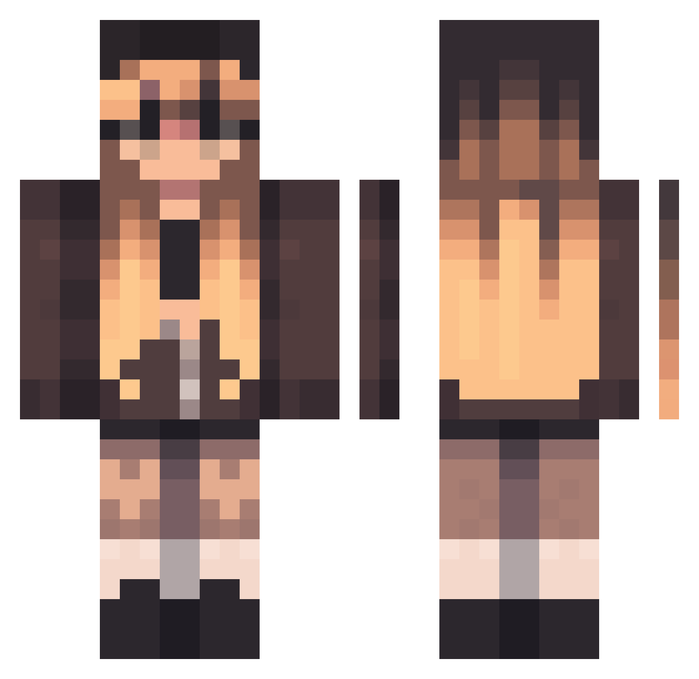 Combat69 Minecraft skin, front and back view
