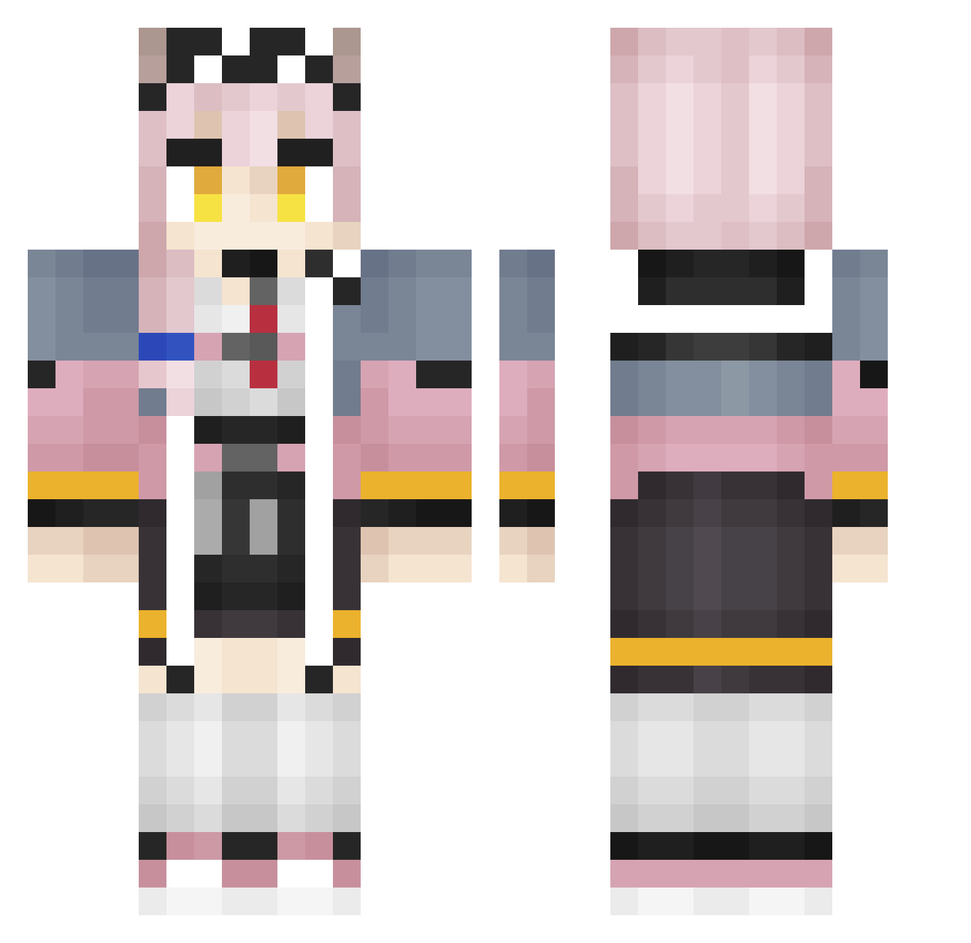 JPruezkiez Minecraft skin, front and back view