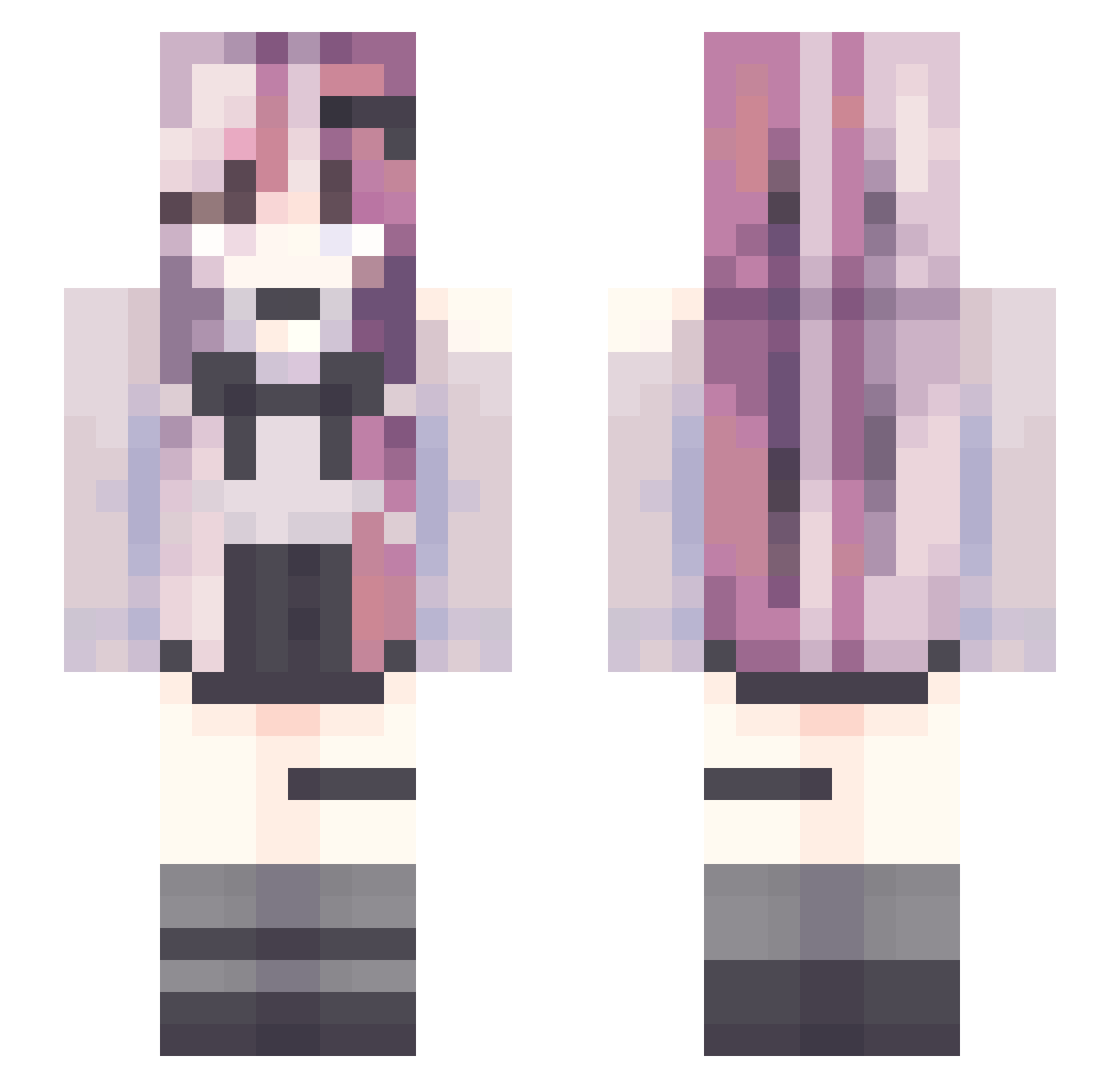 X4nthya Minecraft skin, front and back view