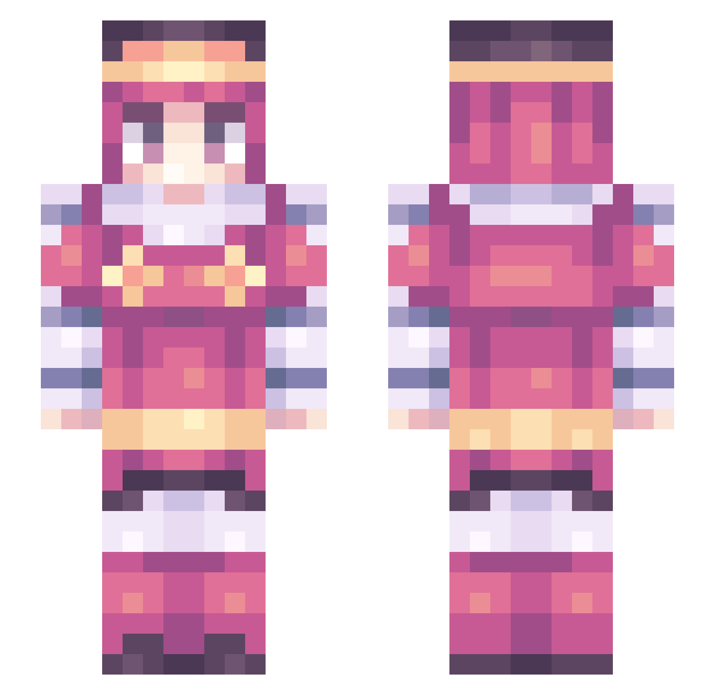LizWii Minecraft skin, front and back view