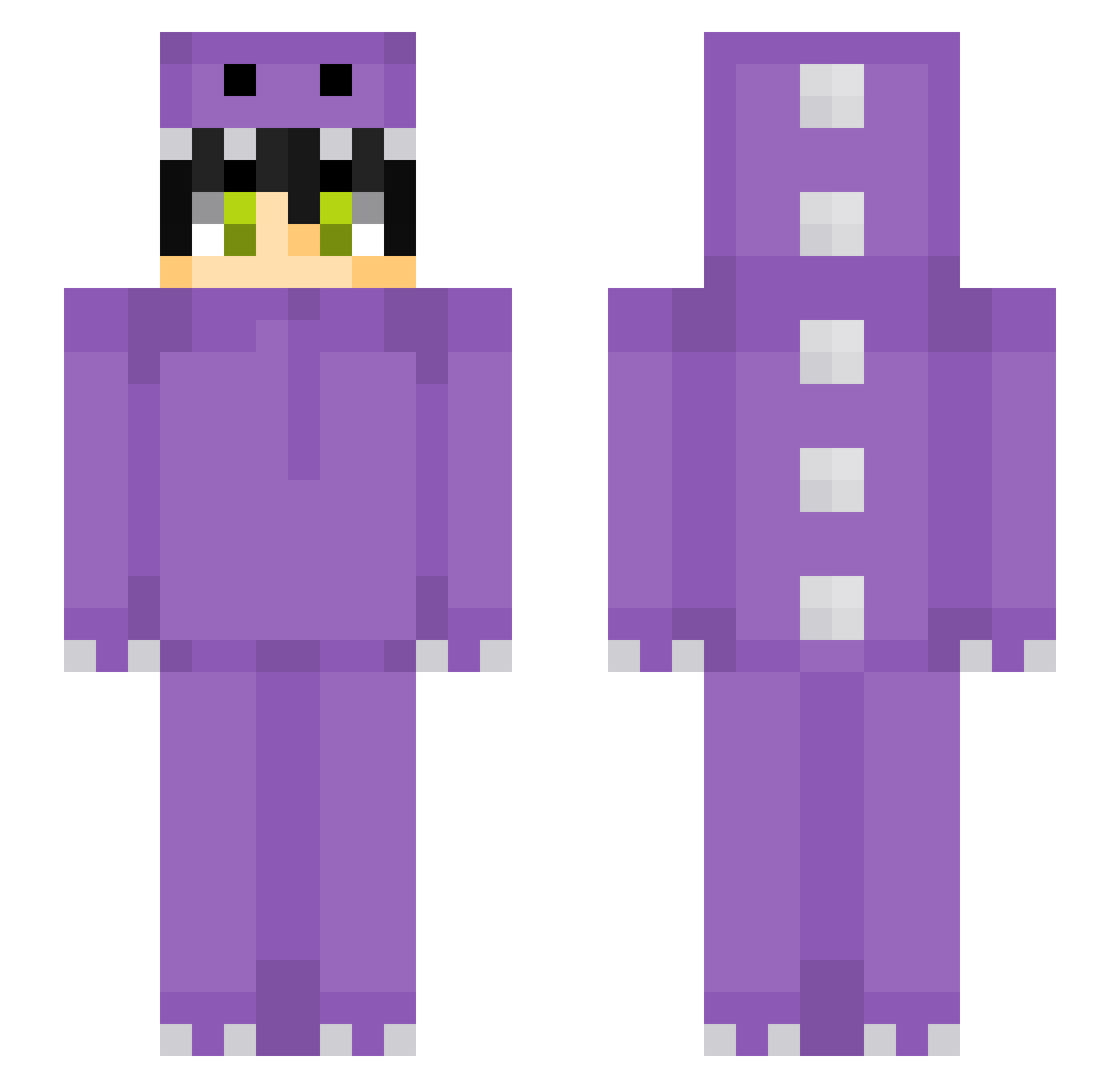 ZHearts Minecraft skin, front and back view