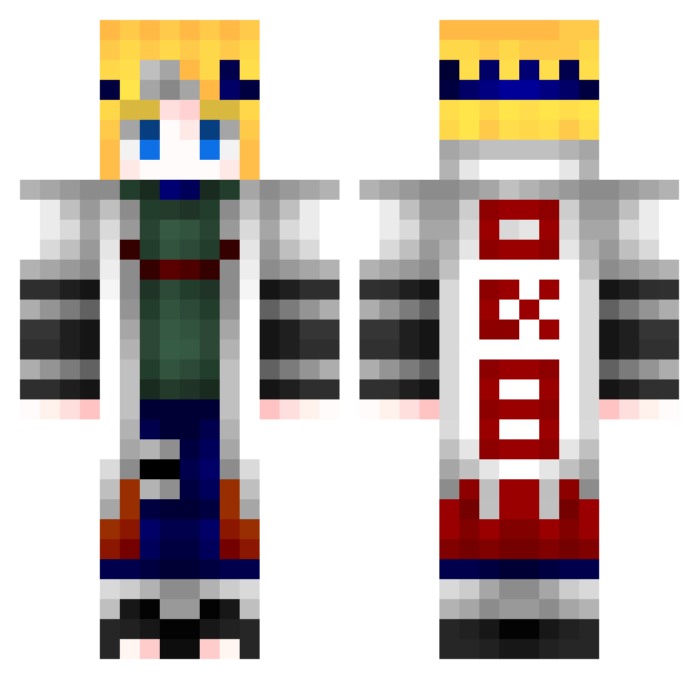 Hokage_e Minecraft skin, front and back view