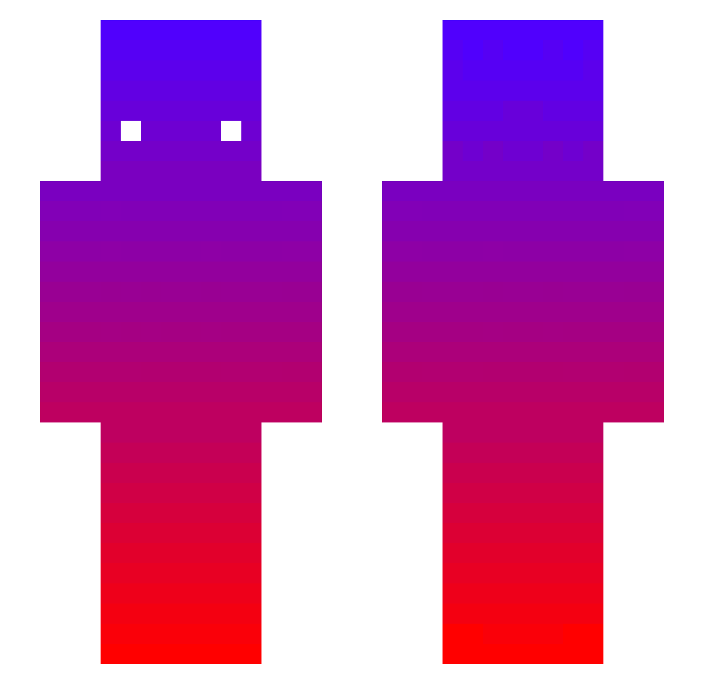 Rainbower69 Minecraft skin, front and back view