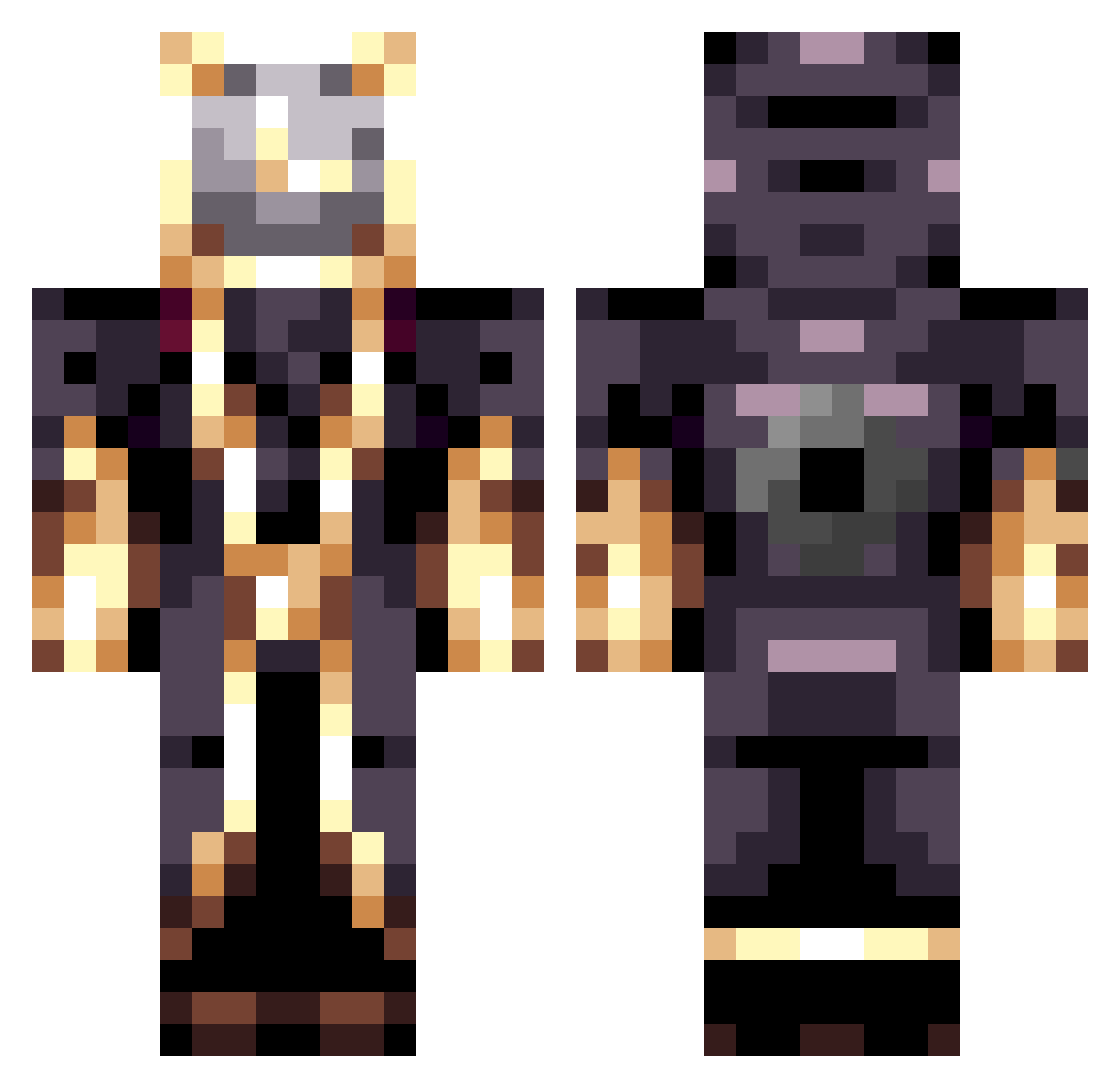 T1Mugetsu Minecraft skin, front and back view