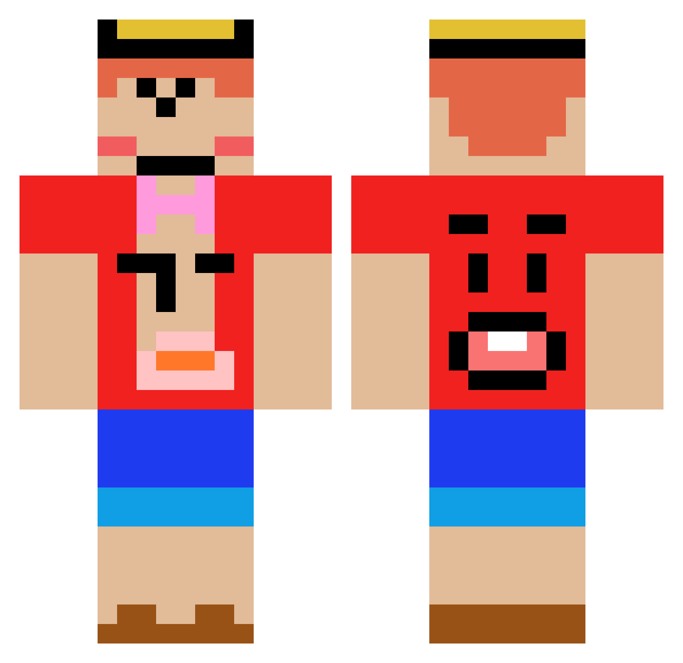 stonesick Minecraft skin, front and back view