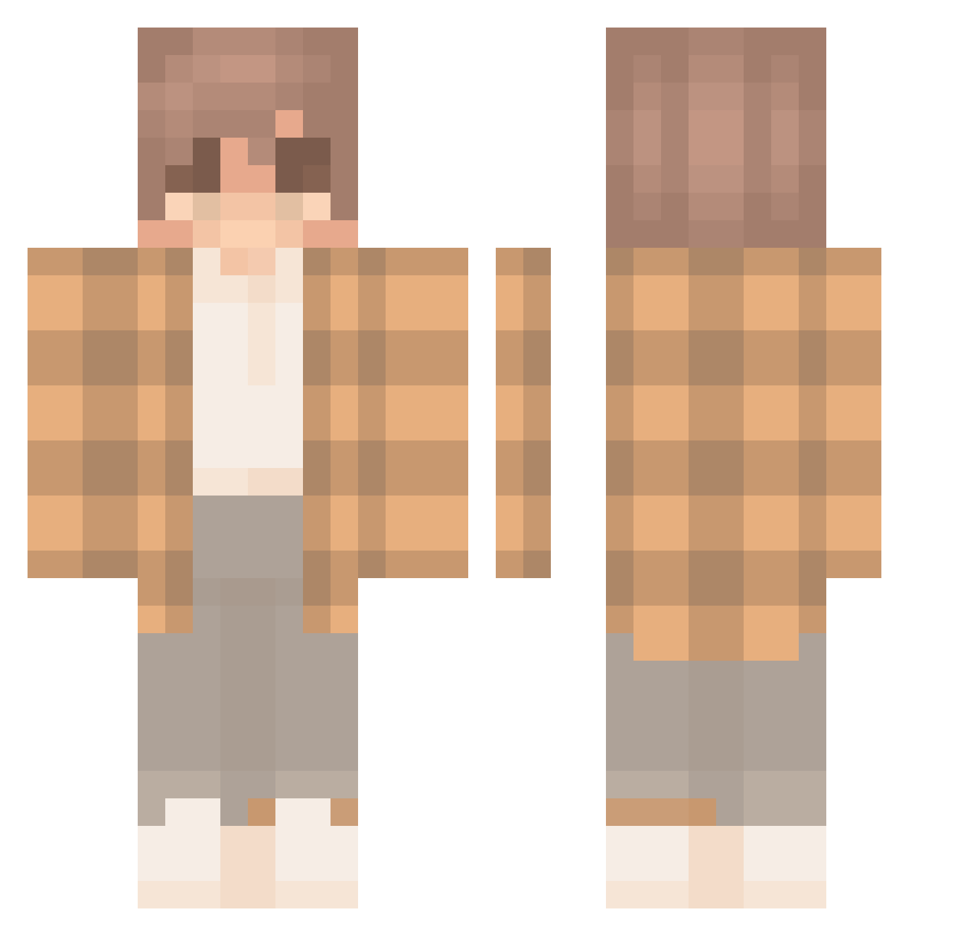 xtilla Minecraft skin, front and back view