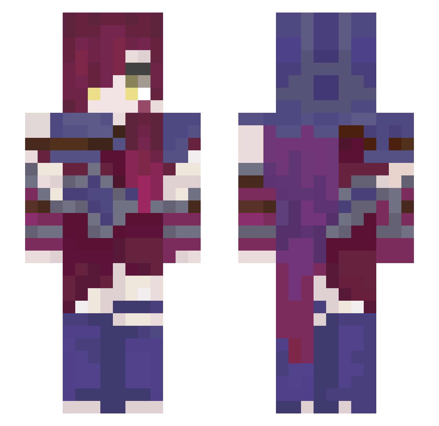xKeriribe Minecraft skin, front and back view