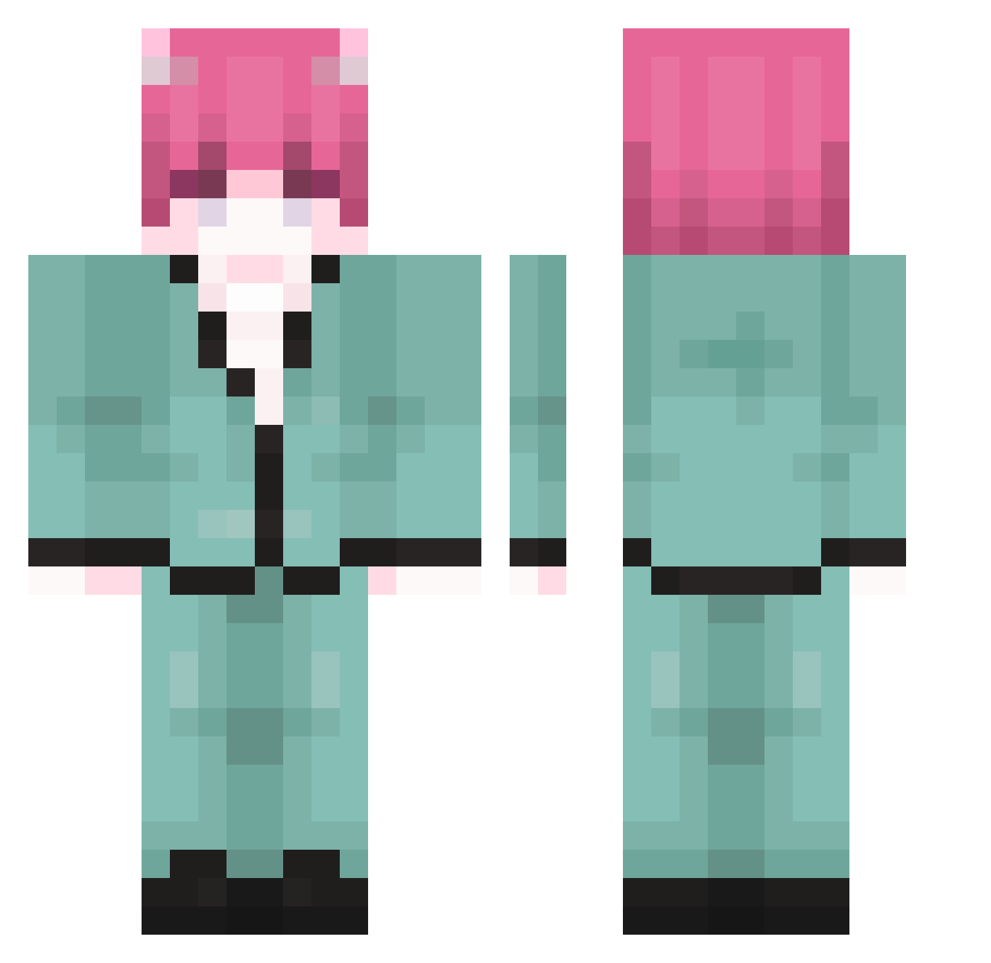 alineswag Minecraft skin, front and back view