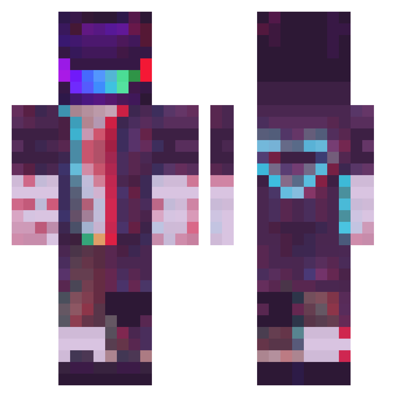 Exflust Minecraft skin, front and back view