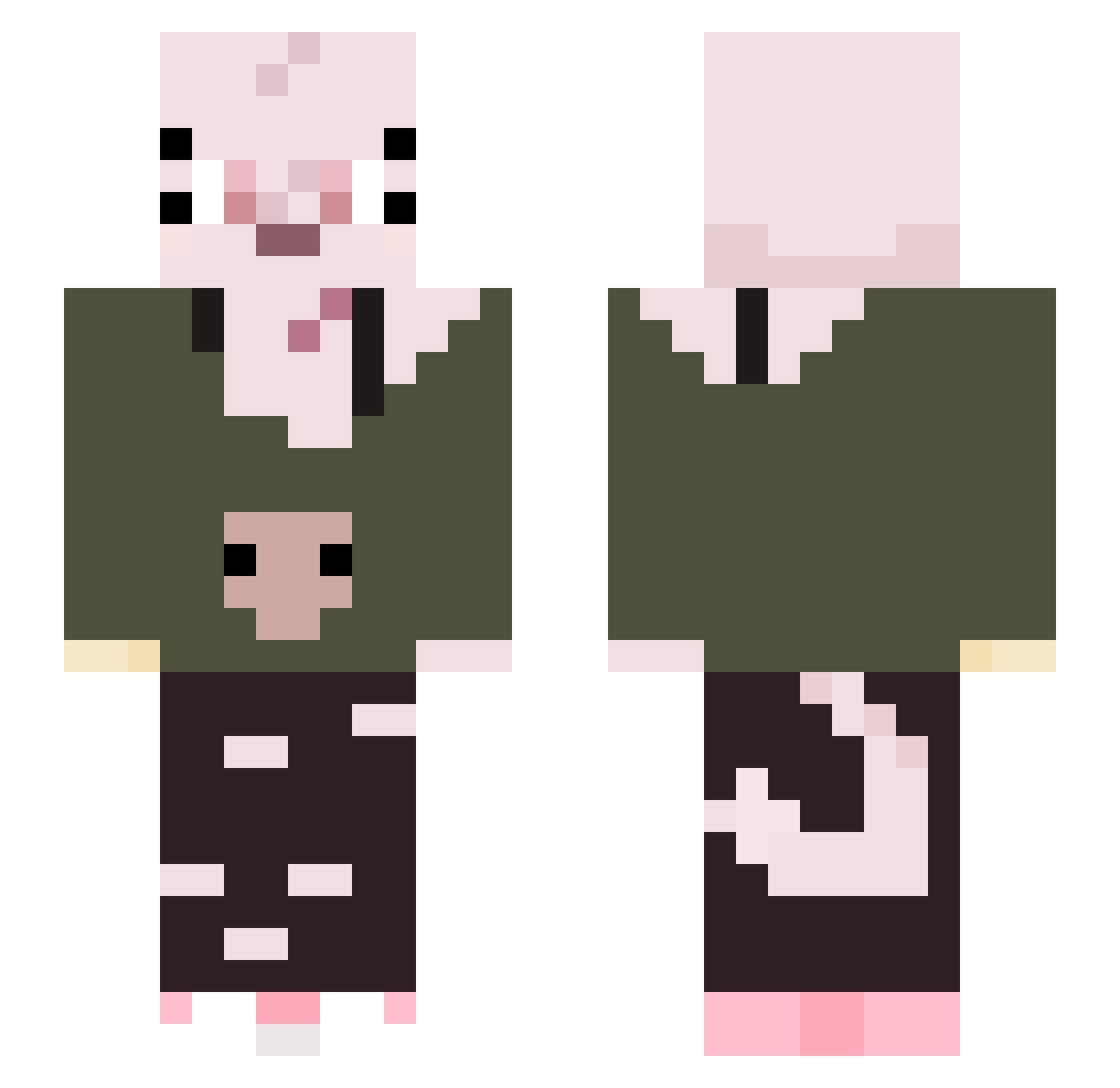LucyOmO Minecraft skin, front and back view