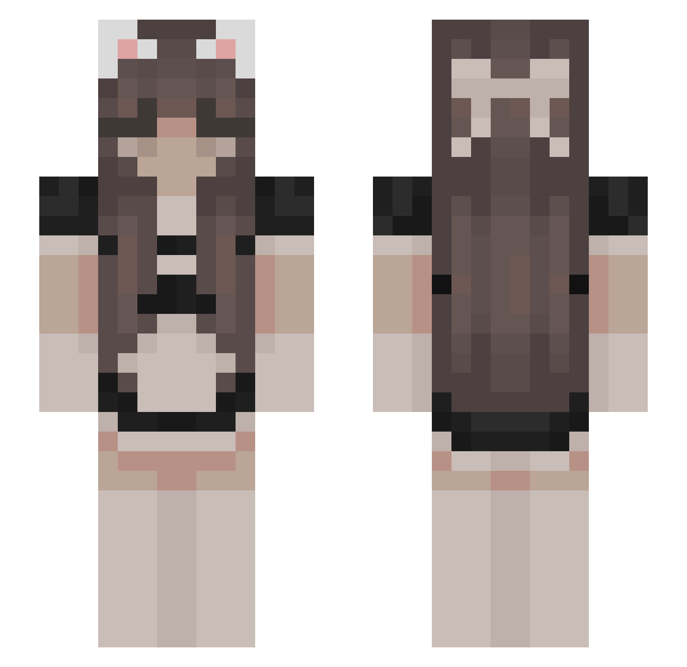 DradeN Minecraft skin, front and back view